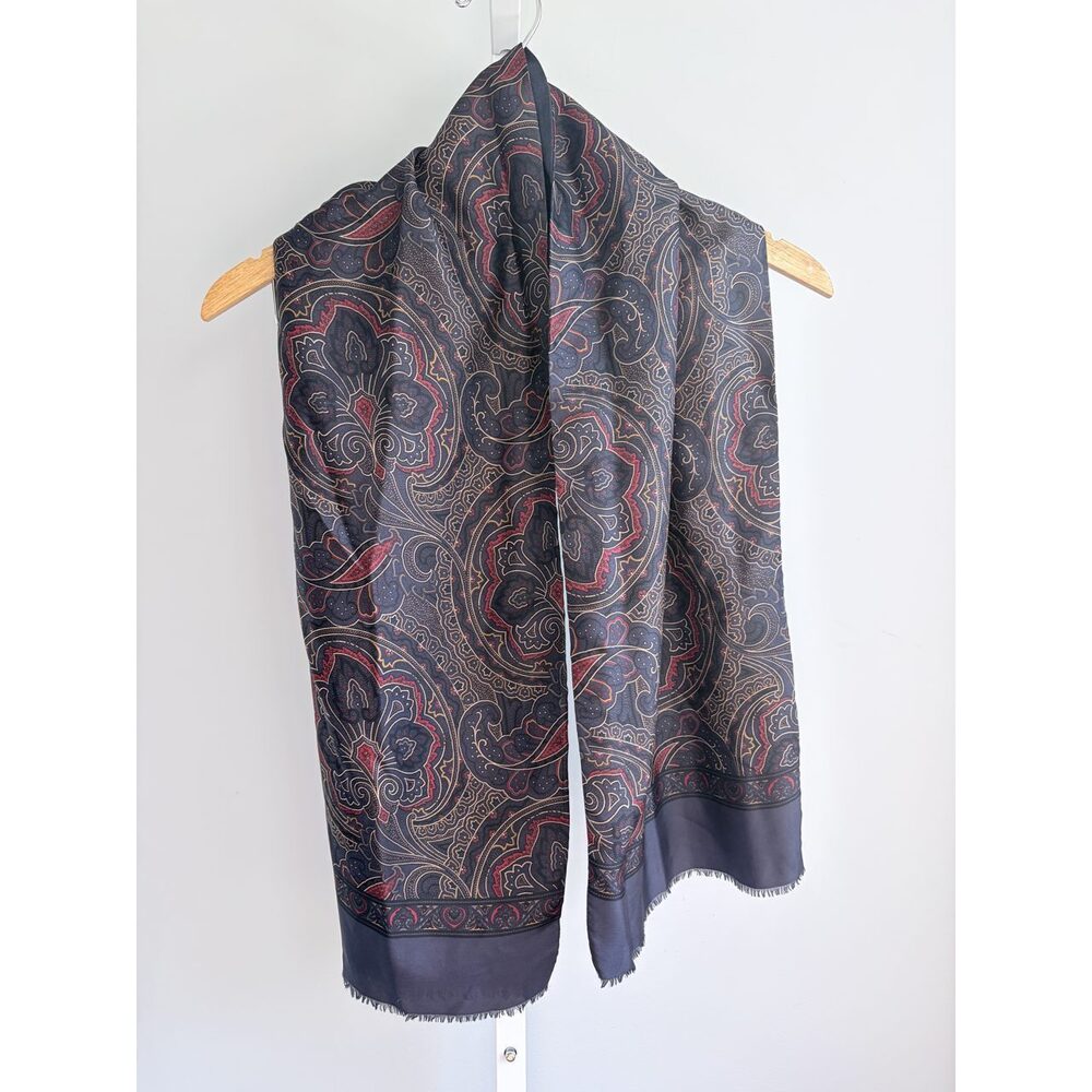 Paolo Gucci Vintage Paisley Reversible Designer Scarf 54 in